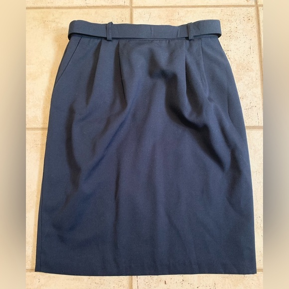 Vintage 80s Principles Petite Black Midi Skirt | Gold Chain Belt Detail Size 12 - Picture 6 of 8